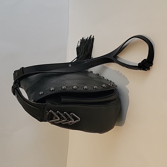 Black Studded Leather Crossbody Bag - Picture 10 of 13
